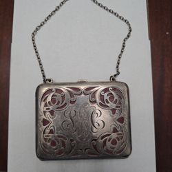 Antique Sterling Silver Change Purse with Interior Lining (Intact) - Collectible 