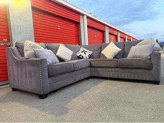 🛋️🚚FREE DELIV!~STUDDED MODERN Gray L-Shaped Sectional Sofa • FREE Local Delivery 🚚