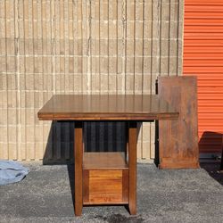 Large Dark Wood Table With Leather Seats