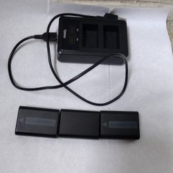 Sony NP-FW50 battery 3 batteries and one charger NP-BX1 With Charger