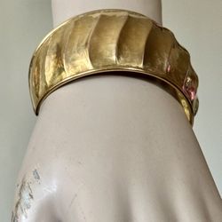 Vintage Italy 925 Sterling Silver & Gold Vermeil Wide Minimalist Cuff Bracelet