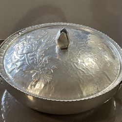 Rodney Kent Hammered Aluminum Bowl W/ Lid