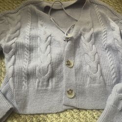 Shein Women’s Lavender Cropped Cardigan Set Size Small