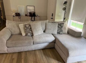 Light Gray Sectional Sofa with Chaise (Rooms to Go)