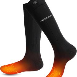 🔥Brand new🔥 Venustas Heated Socks for Men Women, Rechargeable Electric Sock with Batteries, 3D Half-Sole Heating for Ski Hunting 6-cang-1 size：L