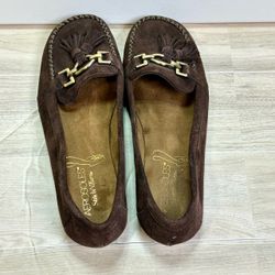 Aerosoles Soft Side Brown Suede Horsebit Tassel Loafers 7.5M