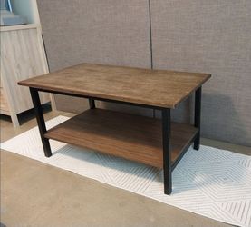 Modern Industrial Coffee Table with Storage Shelf – Wood & Metal