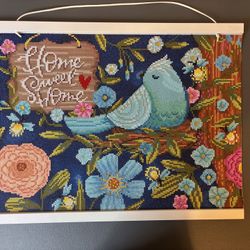 Completed Framed Diamond Art Painting Blue Bird Home Sweet Home