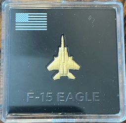 1/20 Gr 24Kt Gold F-15 Eagle shaped Art Bar .9999 Fine Gold