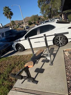 workout bench with bar