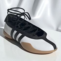 Adidas Taekwondo Mei Ballet flats women's size 8 in white/black with gum sole NWT