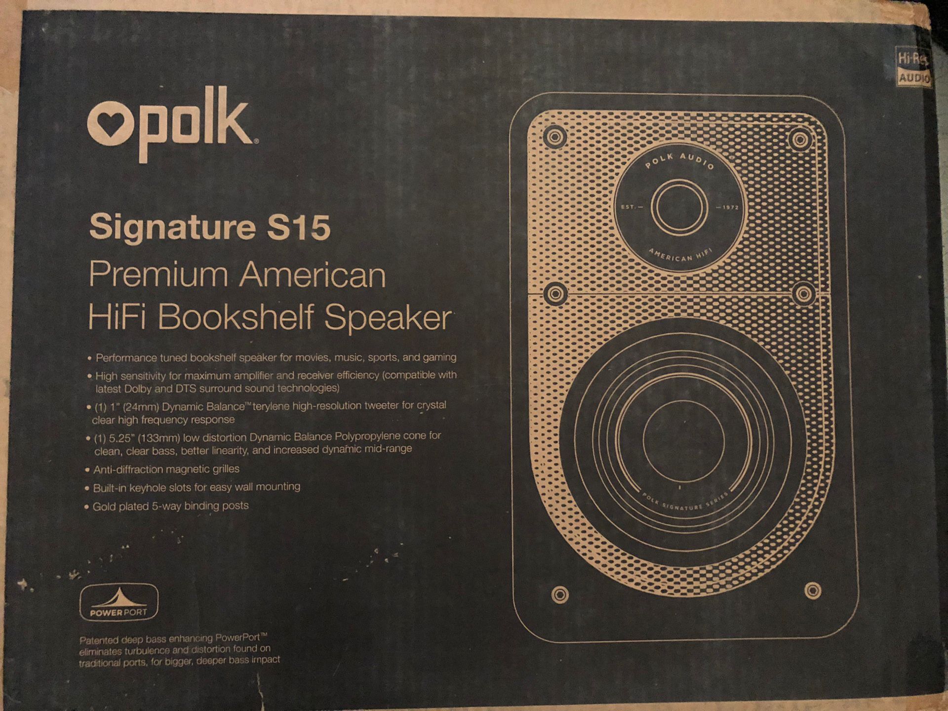Polk Audio Signature S15 American Series Small Compact Bookshelf 2 Speaker Set