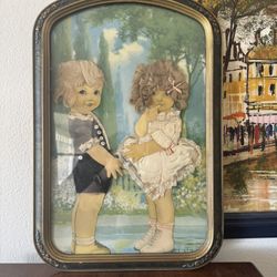 Antique 1920’s Framed Paper Dolls - Clothes and Hair - Queen Holden Dolls