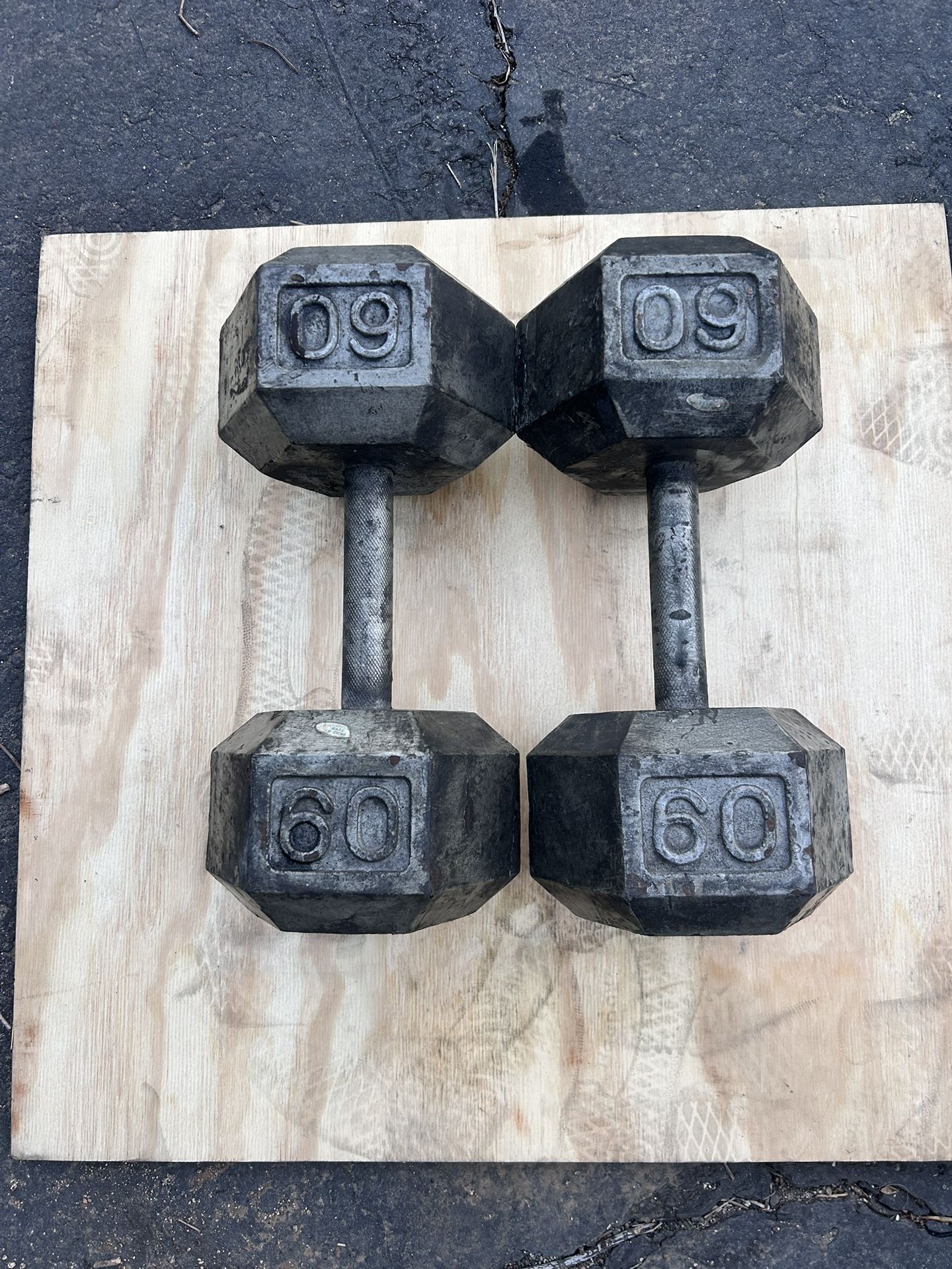 60lb Iron Hex Dumbbells