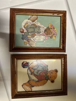 Framed Teddy Bear Cross Stitch