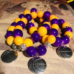 Lakers, Kobe custom bracelets with glass beads