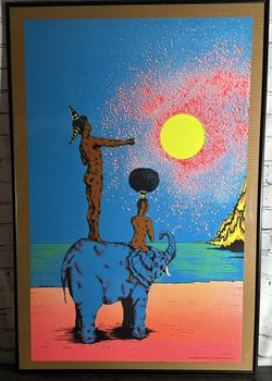 Vintage Blacklight Poster 1972 Zinder Pro Arts Hippie Afro Africa 21"x33.5"
