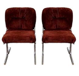 Two (2) vintage chrome cantilever dining room side chair furniture, 1970s