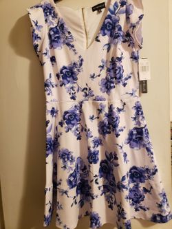 White & Blue Floral Dress New