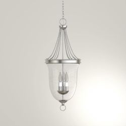 Progress Lighting P3753-09 Seeded Glass Foyer Pendant Light, Brushed Nickel