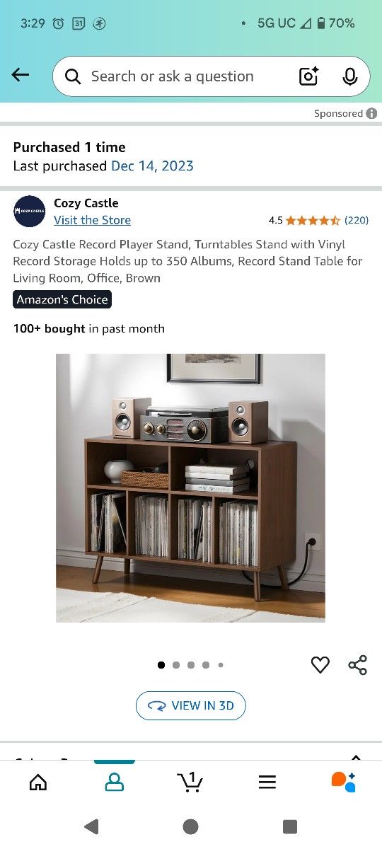Cozy Castle console table. Can be used as a record player stand holds 350 albums. Entry table or book stand.