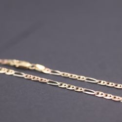 Figaro Chain w/ Anchor & Ship Wheel Pendant – Solid Gold