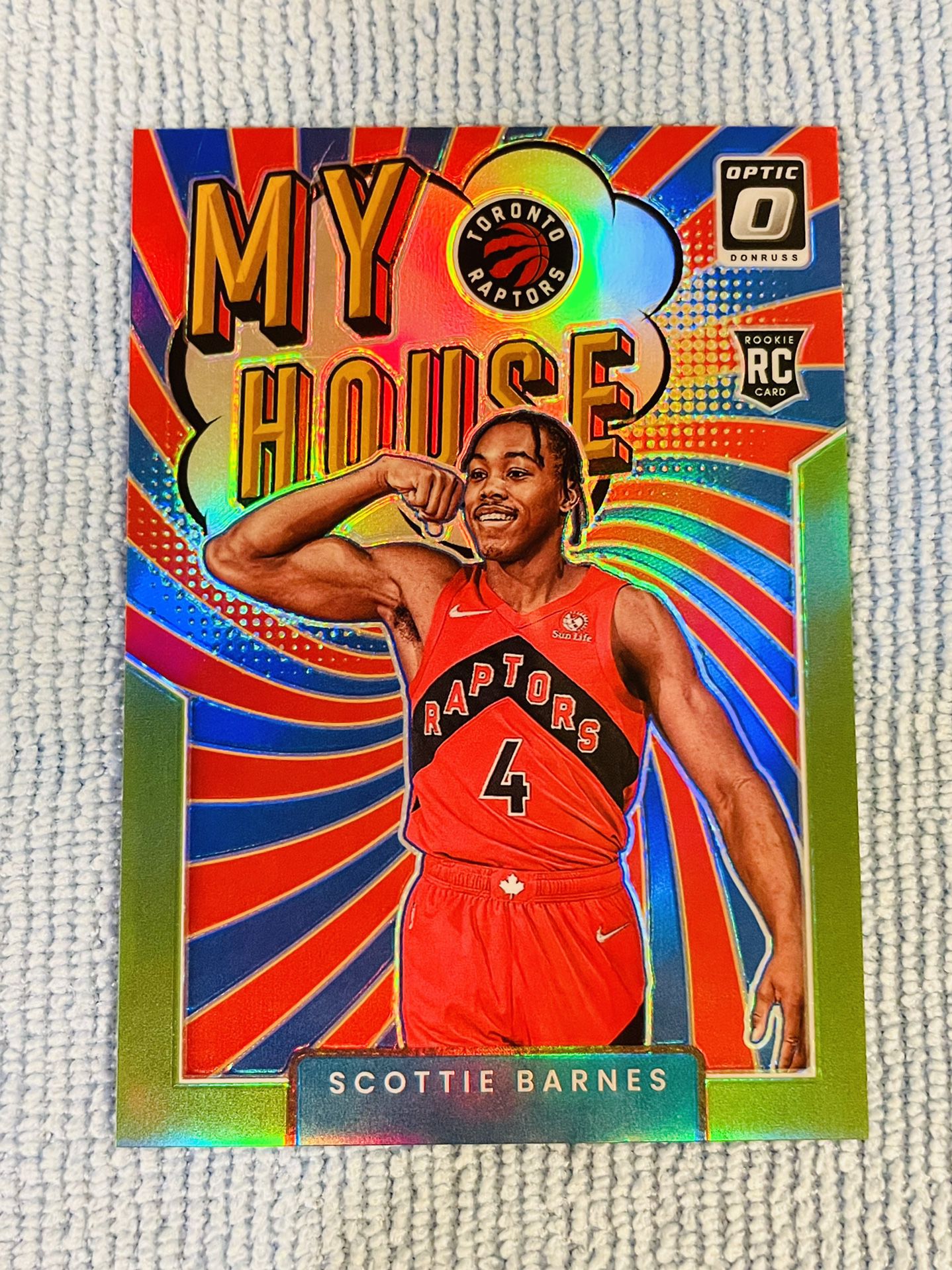 Scottie Barnes Toronto Raptors 2021-22 Panini Donruss Optic My House Lime Green Prizm Rookie Card /149