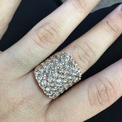 14K Rose Gold Diamond Saddle Ring 