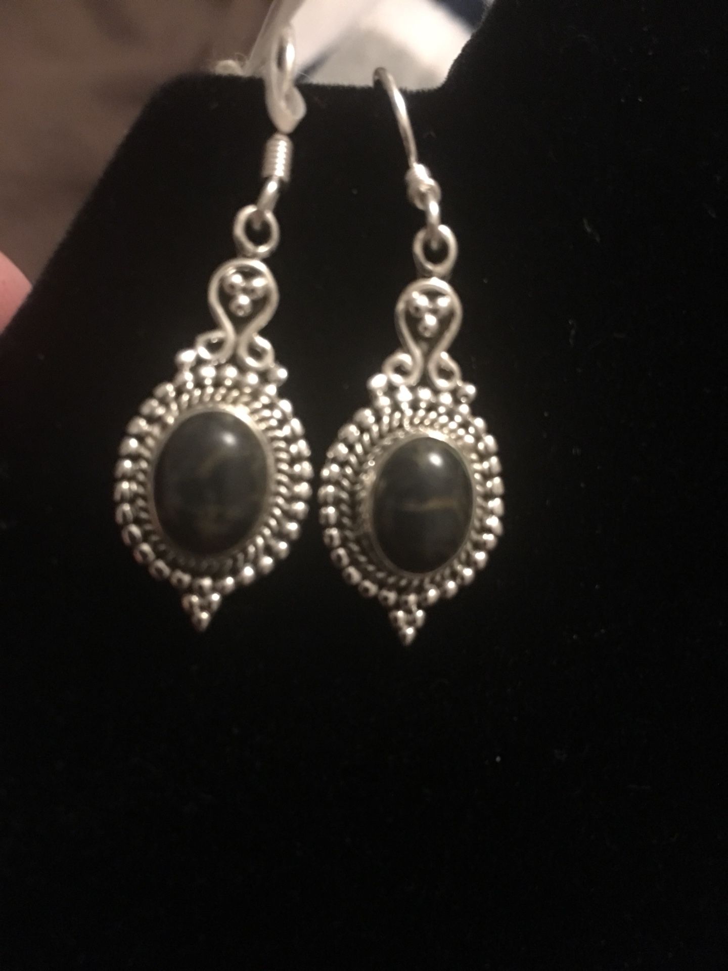 Black turquoise & sterling silver earrings