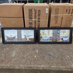 Bathroom Wall Art Framed Prints Set of 2