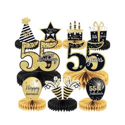 9 Pieces 55th Birthday decorations