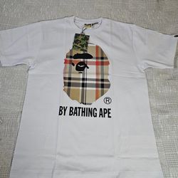 Burberry Bape T Shirts Short Sleeve Size S-M Black/White