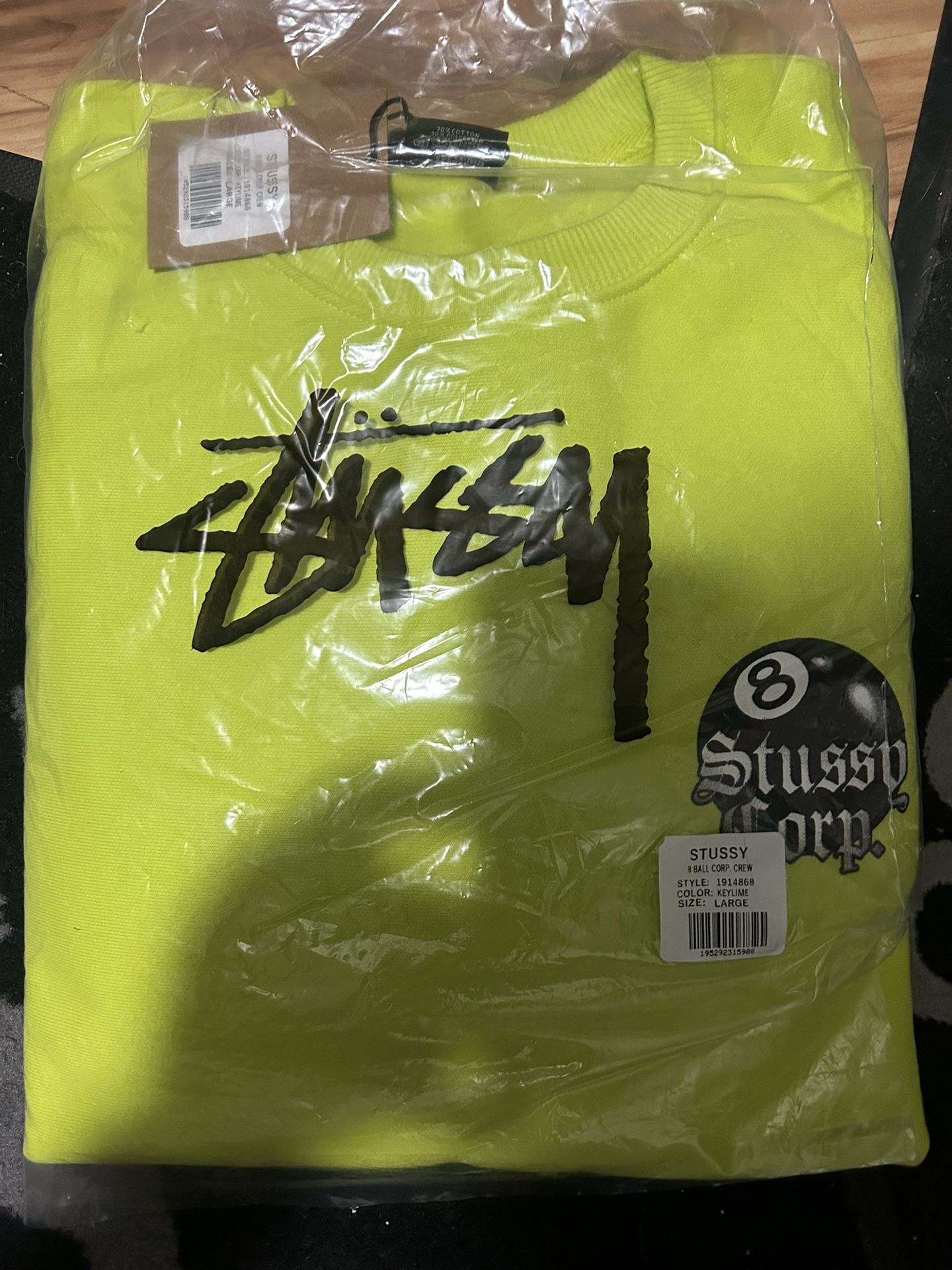 Stussy 8 Ball Crewneck Keylime Large New