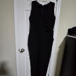 Chic Metaphor Black Jumpsuit Size L - Drape Front & Tailored