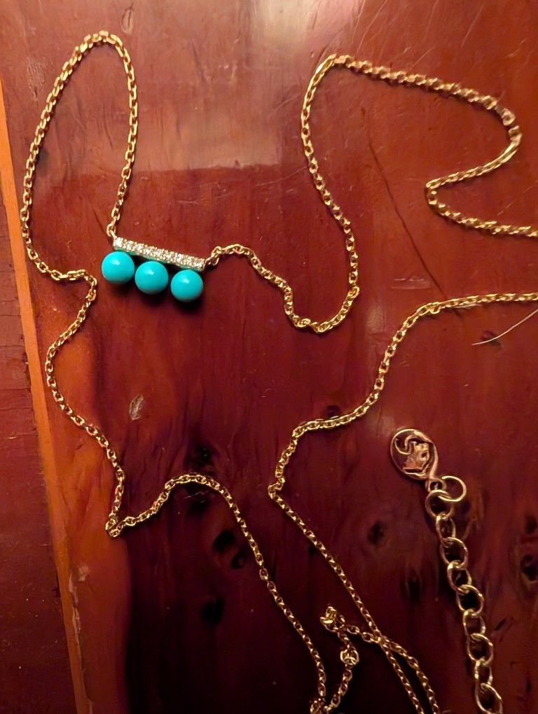 14k Gold With Diamonds And Turquoise