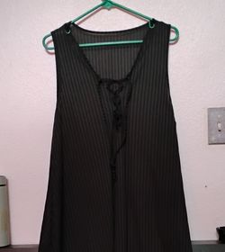 Brand New - Sleeveless Black, sheer ribbed cover-up dress