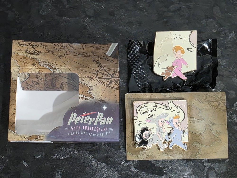 Rare 2018 Disney Peter Pan 65th Anniversary Mystery Map Pins With Box.