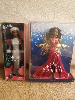 2001 & 2017 Holiday Barbie