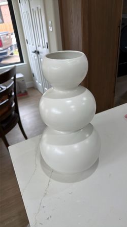 Modern Sporvil Portuguese Ceramic 3-Tier Bubble Vase – Matte Cream / Off-White (16" x 9")