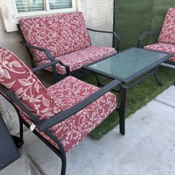 Patio Outdoor Furniture 2 Chairs 1 Loveseat And Coffee Table 