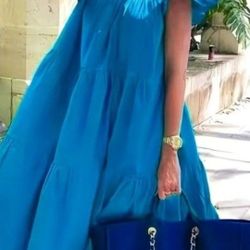 Women's Summer Casual New Beautiful Blue Dress - 