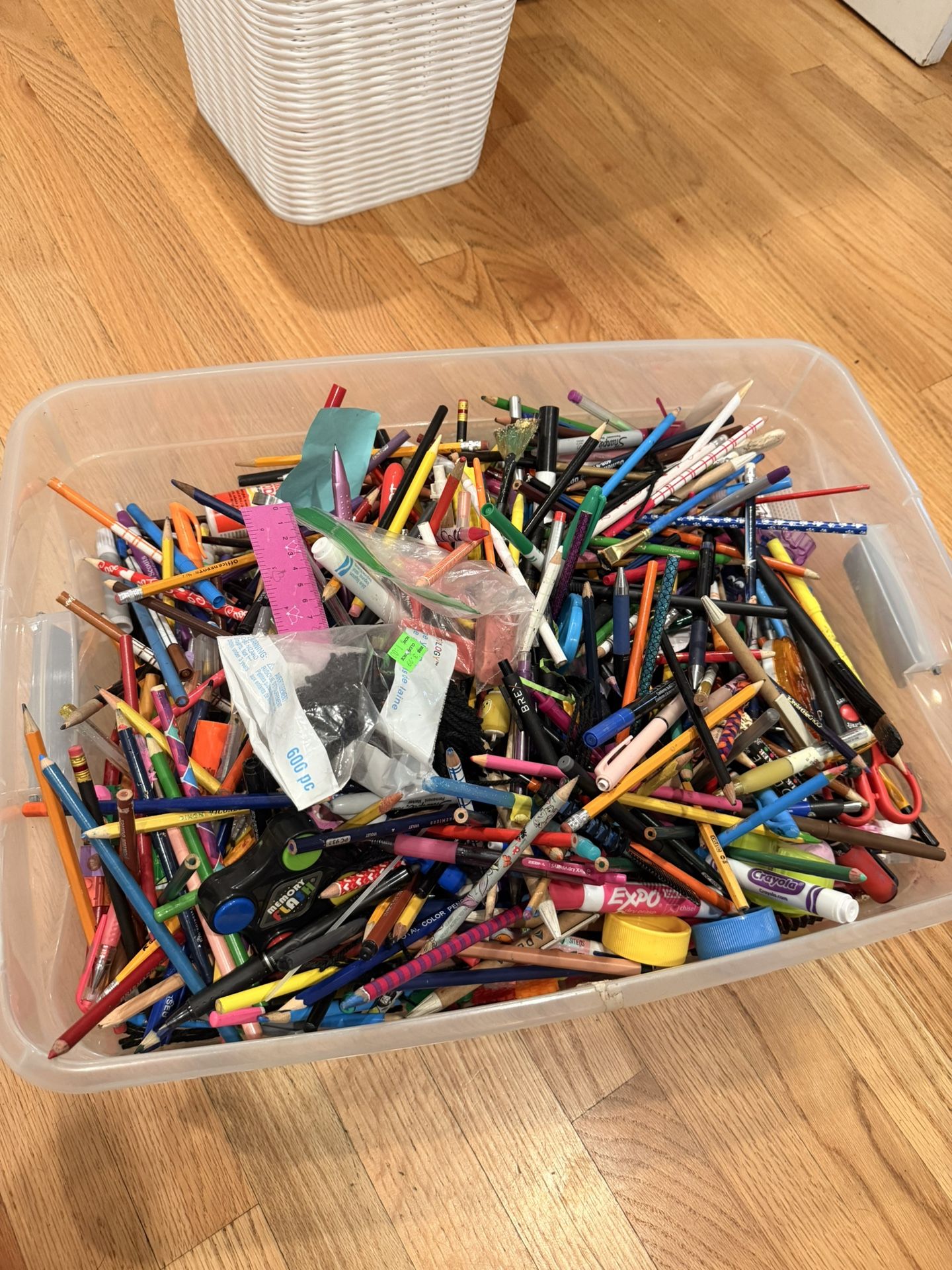 Bucket of Used Kids Art Supplies