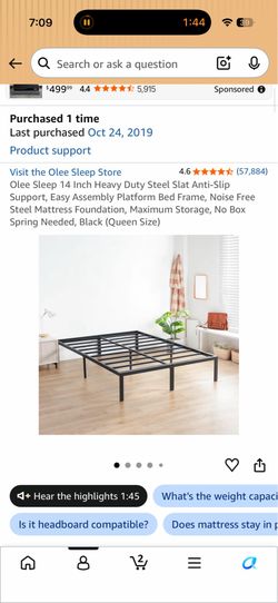 Queen steel slat bed frame