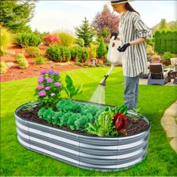 Raised Garden Bed -5×3×1ft Galvanized Planter Box