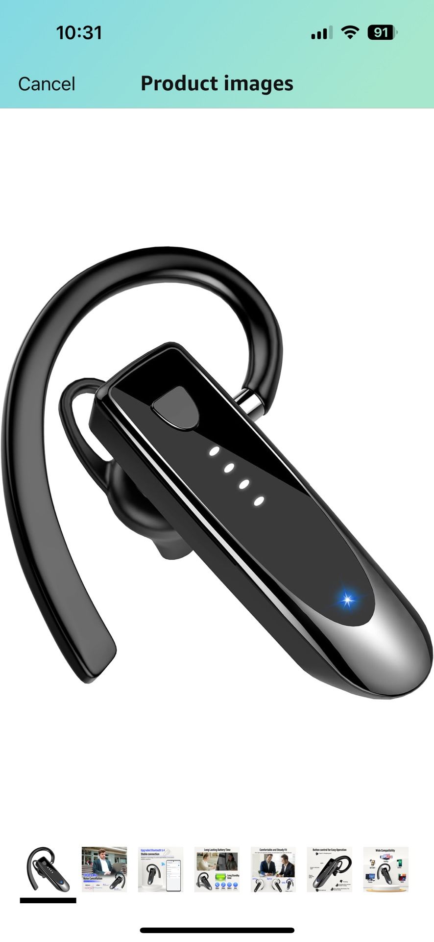 Bluetooth Earpiece, Wireless Handsfree with Noise Cancelling Mic, 20Hrs Call Time Bluetooth 5.4 Headset, 180 Hrs Standby Time Headset for Business/Tru