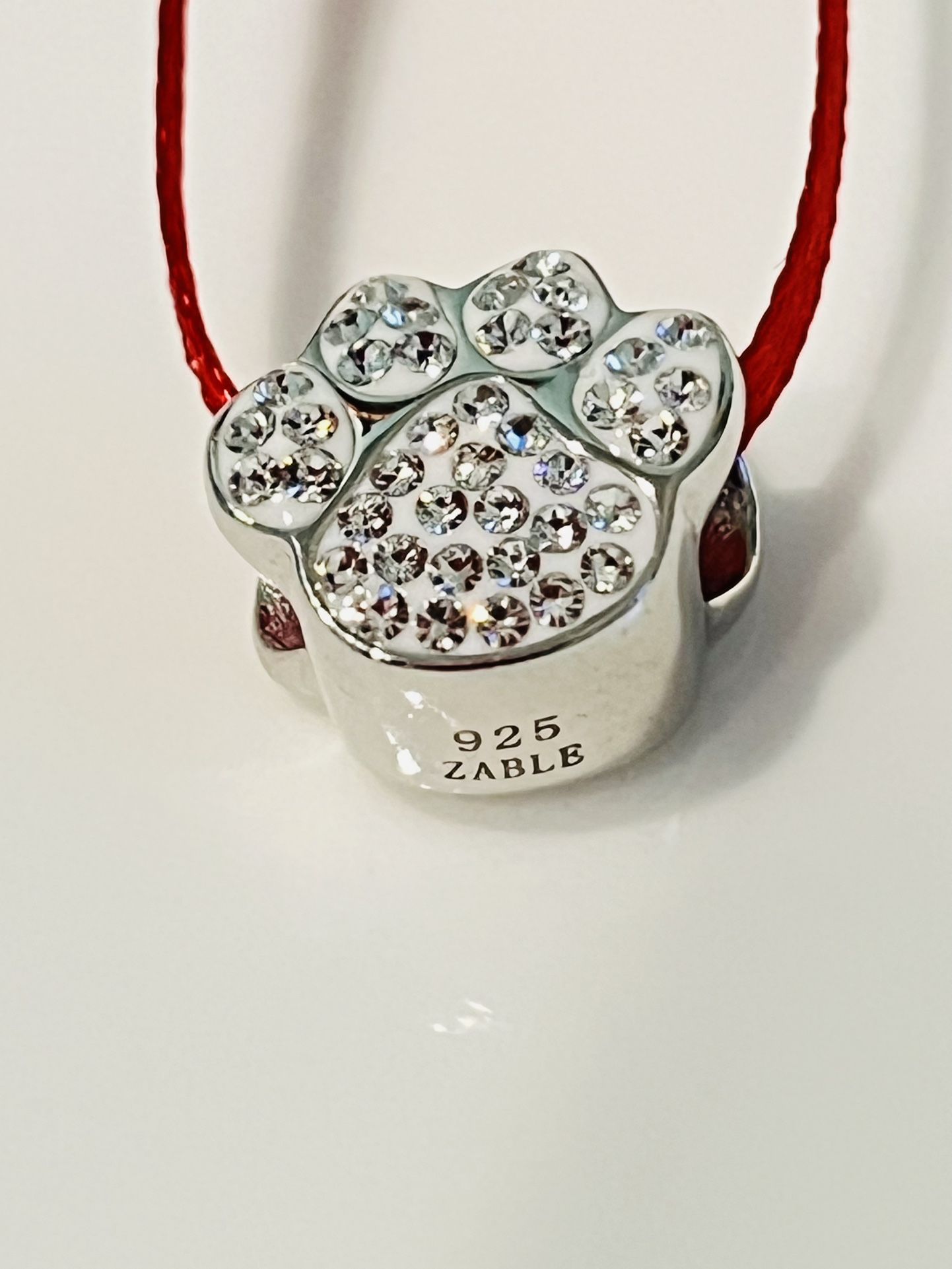 925 Silver Cat or Dog Paw Print Pave Charm