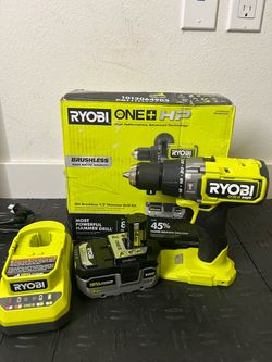 RYOBI ONE+ HP 18V Brushless Cordless 1/2 in. Hammer Drill Kit 4.0 Ah HIGH PERFORMANCE Battery, Charger