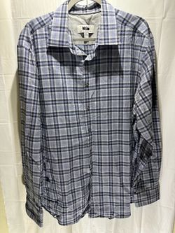 Joseph Abboud Mens Blue Plaid Button Up Shirt Size XL