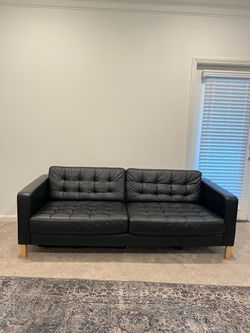 IKEA MORABO Black Leather Loveseat