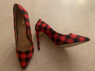Black and red checkered shoes size 8.5
